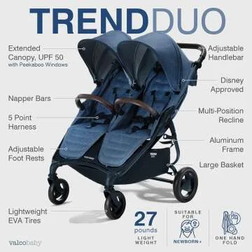 Valco Baby Trend Duo Double Stroller 2023 Denim Blue
