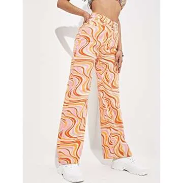 WDIRARA Women's High Waisted Colorful Wide Leg Jeans