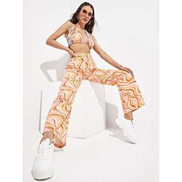 WDIRARA Women's High Waisted Colorful Wide Leg Jeans