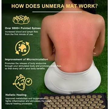 UNMERA Acupressure Mat and Pillow Set,Natural Premium Linen & Coconut Fiber Filling,FSA/HSA Eligible,for Back/Neck Pain Relief, Sciatic, Headache and Muscle Relaxation, Comes with Carrying Bag