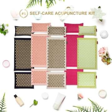 UNMERA Acupressure Mat and Pillow Set,Natural Premium Linen & Coconut Fiber Filling,FSA/HSA Eligible,for Back/Neck Pain Relief, Sciatic, Headache and Muscle Relaxation, Comes with Carrying Bag