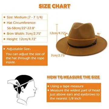 Lisianthus Women Wide Brim Wool Fedora Panama Hat with Belt Buckle A-Khaki
