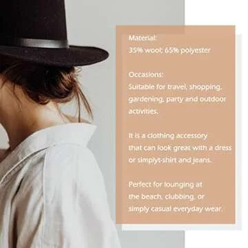 Lisianthus Women Wide Brim Wool Fedora Panama Hat with Belt Buckle A-Khaki