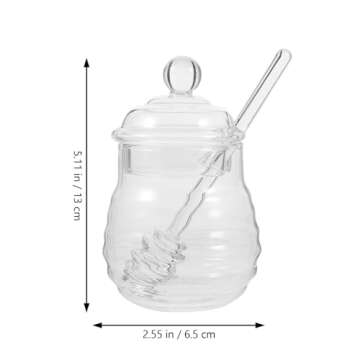 BESTONZON 250ml Glass Honey Pot Clear Jam Jar Set with Lid and Dipper for Home Kitchen