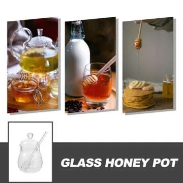 BESTONZON 250ml Glass Honey Pot Clear Jam Jar Set with Lid and Dipper for Home Kitchen