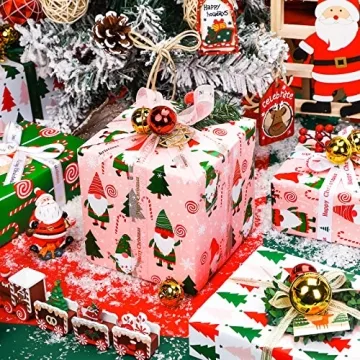 WRAPAHOLIC Christmas Wrapping Paper - 4 Rolls of Gnome Designs