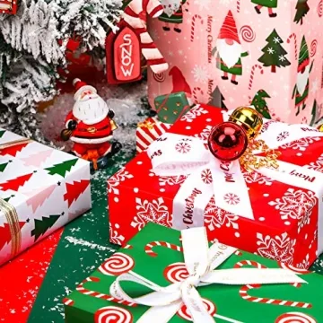 WRAPAHOLIC Christmas Wrapping Paper - 4 Rolls of Gnome Designs