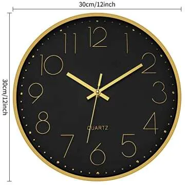 Foxtop Black Gold Wall Clock - Elegant Silent Decor