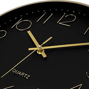 Foxtop Black Gold Wall Clock - Elegant Silent Decor