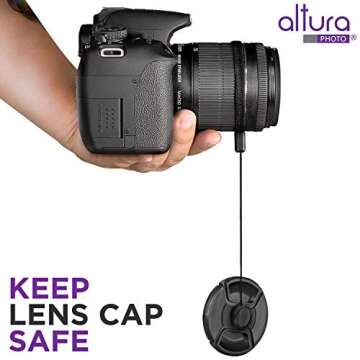 Altura Photo 5 Pcs Lens Cap Leash - Keeper Tether Holder for Canon Sony Nikon Sigma Tamron DSLR & Mirrorless Camera Lenses