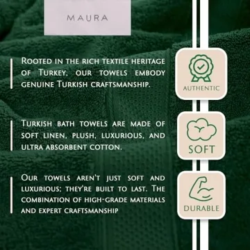 MAURA Luxury Turkish Cotton Hunter Green Hand Towels Set