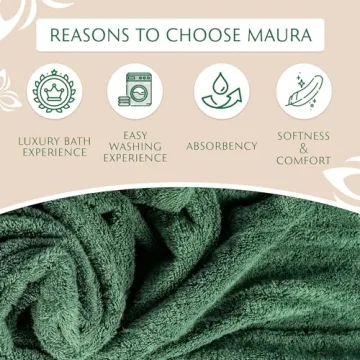MAURA Luxury Turkish Cotton Hunter Green Hand Towels Set