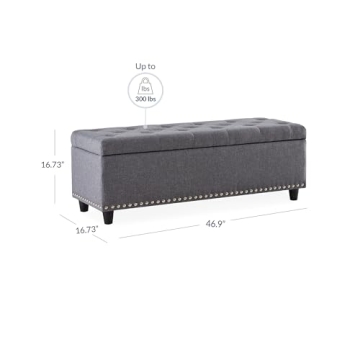 BELLEZE Button-Tufted Ottoman for Stylish Storage and Seating