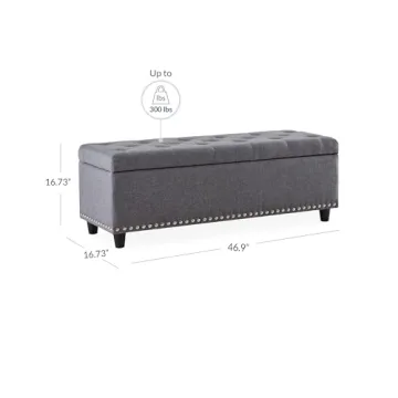 BELLEZE Button-Tufted Ottoman for Stylish Storage and Seating