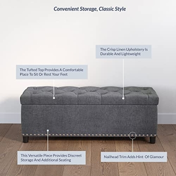 BELLEZE Button-Tufted Ottoman for Stylish Storage and Seating