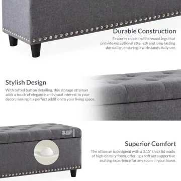 BELLEZE Button-Tufted Ottoman for Stylish Storage and Seating
