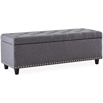 BELLEZE Button-Tufted Ottoman for Stylish Storage and Seating