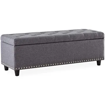 BELLEZE Button-Tufted Ottoman for Stylish Storage and Seating