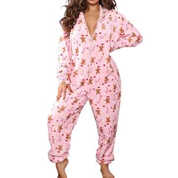 KMBANGI Women's Fleece Hooded Christmas Pajamas