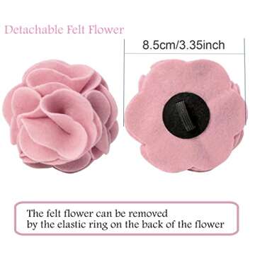 ARING PET Velvet Dog Collar, Unique Pink Dog Collars with Detachable Felt Flower, Adjustable Soft Ve...