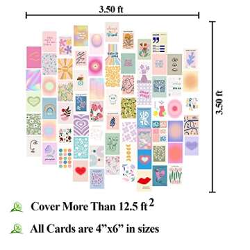 TRAMIN Danish Pastel Wall Art, 70pcs Aesthetic Pictures for Bedroom Decor, Cute Room Decor for Teen Girls