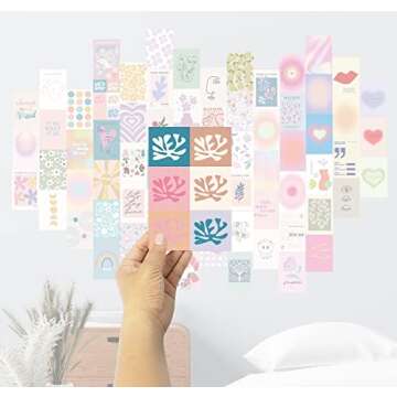 TRAMIN Danish Pastel Wall Art, 70pcs Aesthetic Pictures for Bedroom Decor, Cute Room Decor for Teen Girls