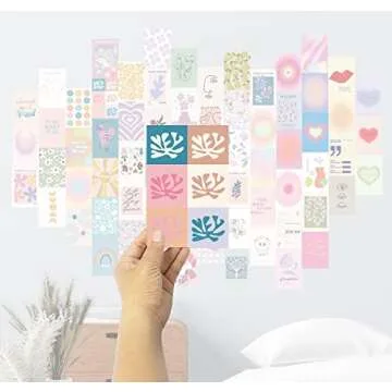 TRAMIN Danish Pastel Wall Art, 70pcs Aesthetic Pictures for Bedroom Decor, Cute Room Decor for Teen Girls