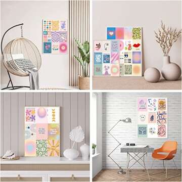 TRAMIN Danish Pastel Wall Art, 70pcs Aesthetic Pictures for Bedroom Decor, Cute Room Decor for Teen Girls