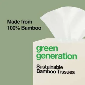 Green Generation Bamboo Facial Tissues - 3-Ply, 70 Sheets per Tissue Box, 12 Multicolor Boxes of Tissues, 840 Face Tissues - Hypoallergenic, Soft, Organic, FSC Certified, Tree Free