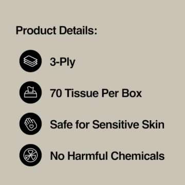 Green Generation Bamboo Facial Tissues - 3-Ply, 70 Sheets per Tissue Box, 12 Multicolor Boxes of Tissues, 840 Face Tissues - Hypoallergenic, Soft, Organic, FSC Certified, Tree Free