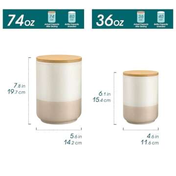vancasso Sabine Ceramic Food Storage Jars Set, Airtight Storage Container with Wooden Lid, Canister ...