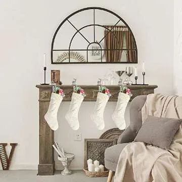 Kunyida Pack 6,14" Unique Ivory White Knit Christmas Stockings