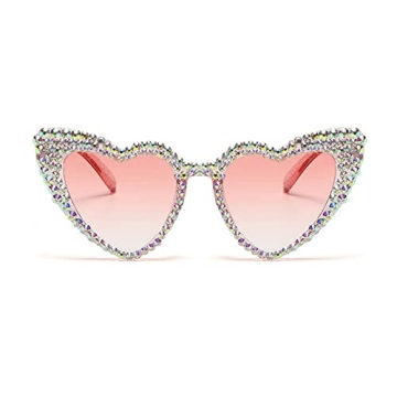 Cute Heart-Shaped Rhinestone Sunglasses for Women