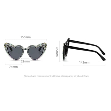 Cute Heart-Shaped Rhinestone Sunglasses for Women
