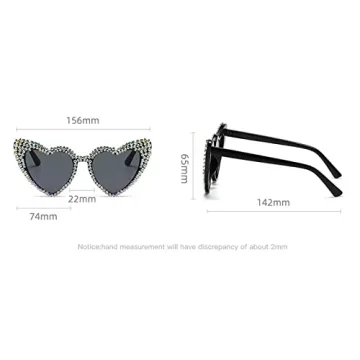 Cute Heart-Shaped Rhinestone Sunglasses for Women