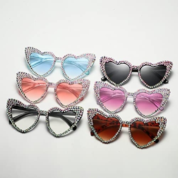 Cute Heart-Shaped Rhinestone Sunglasses for Women