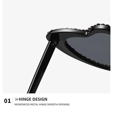 Cute Heart-Shaped Rhinestone Sunglasses for Women