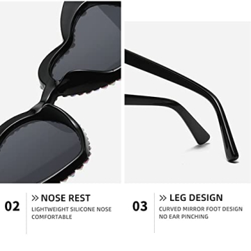 Cute Heart-Shaped Rhinestone Sunglasses for Women