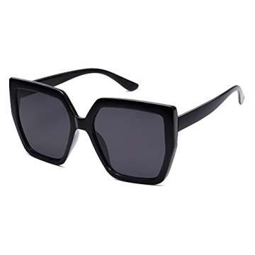 SOJOS Horned Rim Thick Sunglasses for Women Trendy Oversized Black Modern Hipster Fashion Shades SJ2...