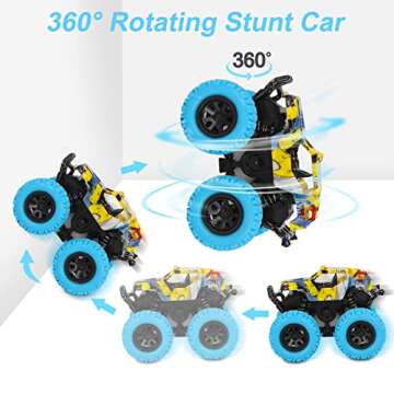 M SANMERSEN 2 Pack 360° Rotating Monster Truck Toys for 3-5 Year Old Boys and Girls - Toddler Car Toys Gifts