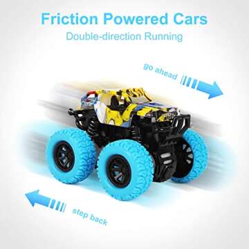 M SANMERSEN 2 Pack 360° Rotating Monster Truck Toys for 3-5 Year Old Boys and Girls - Toddler Car Toys Gifts