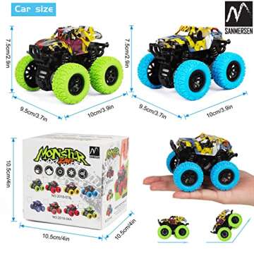 M SANMERSEN 2 Pack 360° Rotating Monster Truck Toys for 3-5 Year Old Boys and Girls - Toddler Car Toys Gifts