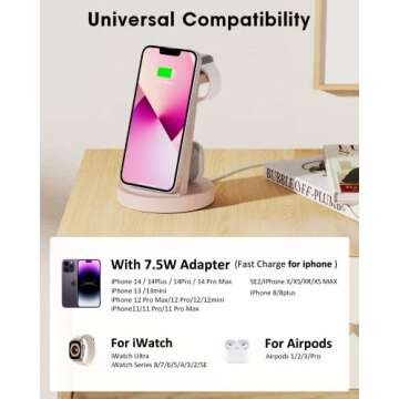 3 in 1 Wireless Charging Station for Apple Devices, Fast & Efficient