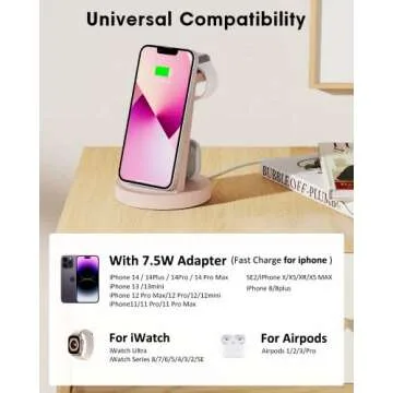 3 in 1 Wireless Charging Station for Apple Devices, Fast & Efficient