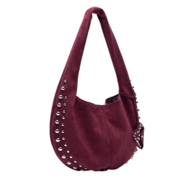 Chic Suede Handbag Studded Y2K Shoulder Bag for Fashionable Women 2024