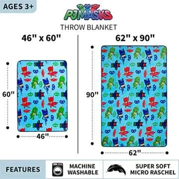 Franco Kids Bedding Super Soft Plush Throw Blanket, 46 in x 60 in, PJ Masks