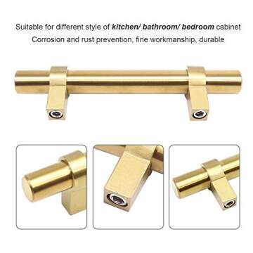SUNRIVER 24 Hollow Pack Brushed Brass Kitchen Cabinet Handles,12pcs Gold Hardware Drawer Bar Pulls 5" and 12pcs Cupboard Bathroom Stainless Steel 2" Door Handles Pulls for Cabinets