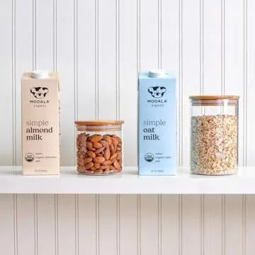 Mooala Organic Simple Almond Milk, 32oz - 3 Ingredient, Shelf Stable, No Gums, No Oils, No Fillers, Unsweetened, Non-GMO, No Additives, Dairy Free Plant Based Milk, 6 pack