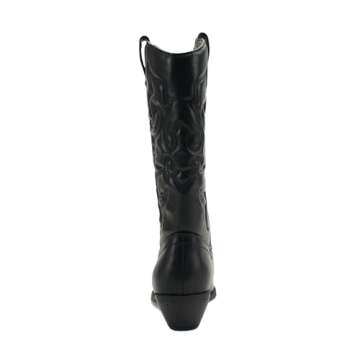 Soda Women Cowgirl Cowboy Western Stitched Boots Pointy Toe Knee High Reno-S, 7, Black