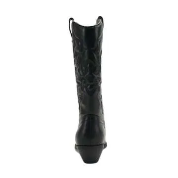 Soda Women Cowgirl Cowboy Western Stitched Boots Pointy Toe Knee High Reno-S, 7, Black